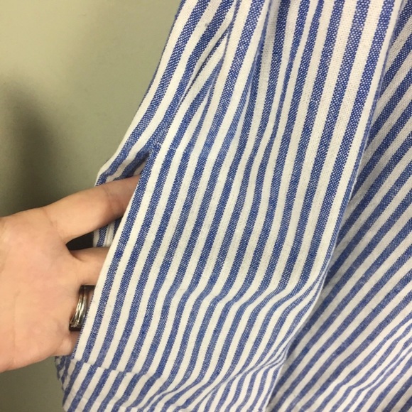 J Crew Factory Striped Flounce Cold Shoulder Linen Blend Top Size 0 - Picture 6 of 8